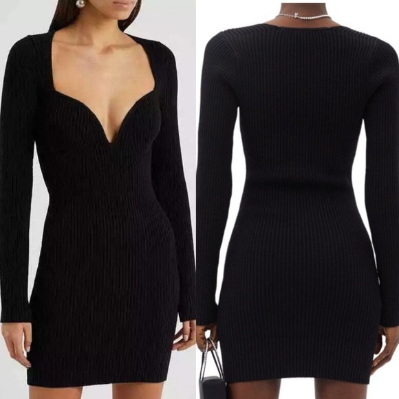 Gauge81 Mija Wool Blend Mini Dress In Black size X-Small XS BODYCON RIBBED - Picture 4 of 10